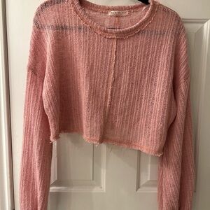 Blue Blush Pink Knit Crop Top